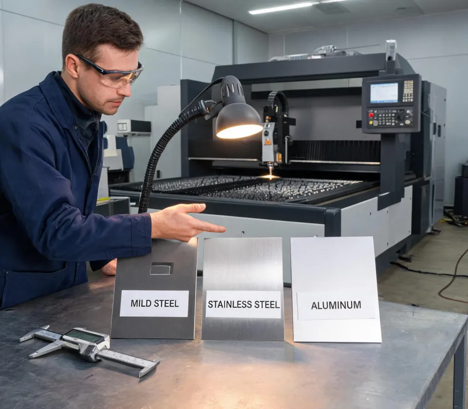 Laser application engineer comparing cut coupons
